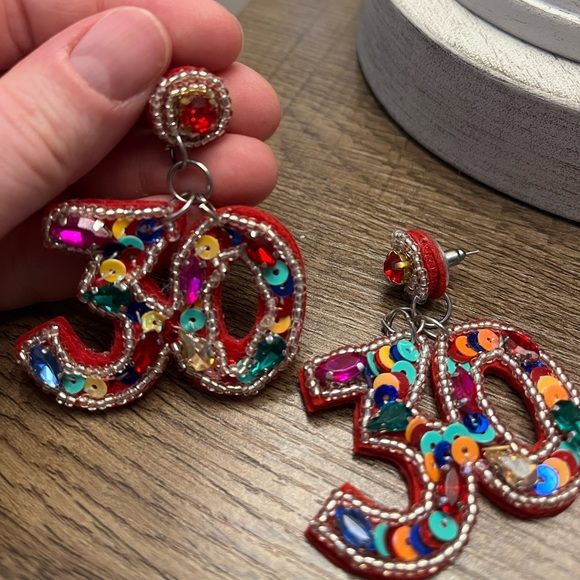 Jewelry - 30 Beaded Sequin Birthday Earrings